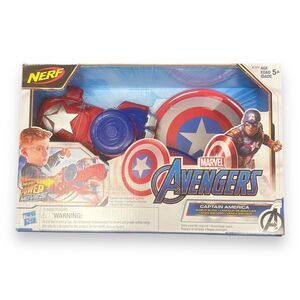 NERF Power Moves Marvel Avengers Captain America Shield Sling Disc-Launching Toy